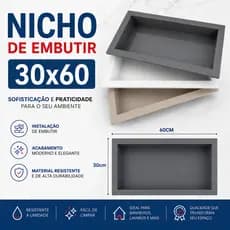 Nicho Para Banheiro E Cozinha De Embutir 30x60cm Com Borda Varias Cores Qualidade e Brilho Premium