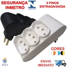 Pino Multiplicador de Tomadas Bivolt Adaptador de Tomadas 3 Pinos Cores Benjamim