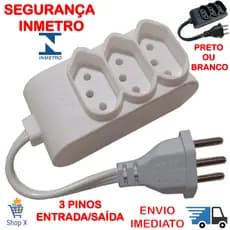 Mini Extensão Elétrica Multiplicadora de Tomadas Bivolt Adaptador de Tomadas 2/3 pinos Benjamim