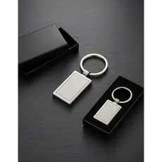Chaveiro Retangular Metal Escovado Inox Kit 50 Unidades