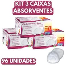 Kit 3 Caixas Absorvente Protetor de Seios Nature Care + C/96 UN (Cada CX Com 32 Un) Toque Macio