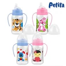 Copo Petita Cristal Bico de Silicone com Alça 270ml Antivazamento - Menino e Menina