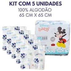 Kit Com 5 Fraldas De Pano Disney Baby Mickey