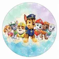 Painel Redondo Patrulha Canina Ryder Chase Skye Marshall  Personalizado 50x50cm –  PAW Patrol Decoração