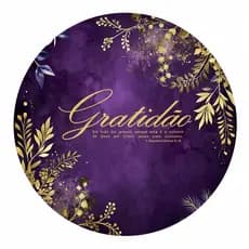 Painel Redondo Tecido Sublimado Gratidão Ação de Graças Abençoado Personalizado 50x50cm – Decoração Graças