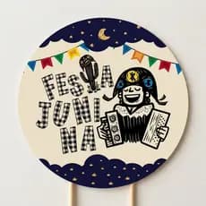 Painel Redondo Arraiá Personalizado 50x50cm – Decoração Junina Festa