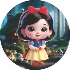 Painel Redondo Branca de Neve Sete Anões Princesas Baby Personalizado 50x50cm – Decoração Branca de Neve