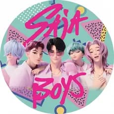 Painel Redondo Tecido Saja Boys Guerreiras do K-Pop HUNTR/X Personalizado 50x50cm – K-Pop Decoração Demon Hunters