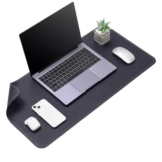 MousePad DeskPad 90x40cm Couro Premium Borda Costurada Antiderrapante Tapete Mesa Gamer Trabalho Estudo Protetor