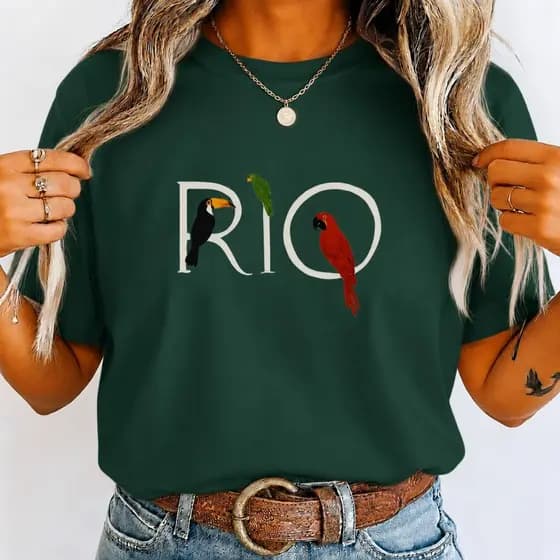 Camiseta 100% Algodão Estampa Rio Lançamento Blusa Feminina Tendência Casual Básica
