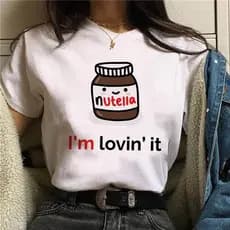 Camiseta Feminina Estampada Divertida Personagem TShirt 100% Algodão Blusa Feminina Estilo Blogueira