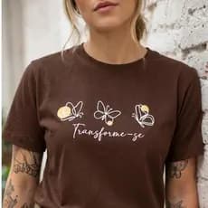 Camiseta Feminina Estampa De Borboleta Minimalista T Shirt 100% Algodão Blusa Casual Tendência