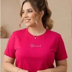Camiseta T Shirt Estampa Minimalista Blessed Camisa 100% Algodão Blusa Tendência Casual Dia a Dia