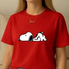 Camiseta Feminina Cartoon Snoopy Modelo Casual Básico Dia Dia T-Shirt 100% Algodão Blusa Feminina