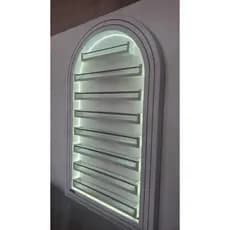 Expositor arco romano branco, com barra dourada