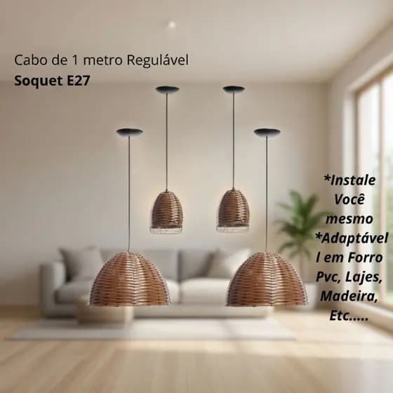 Kit 4 Pendente Lustre Luminária Meia Esfera e taça sino retrô luxo e decorativo