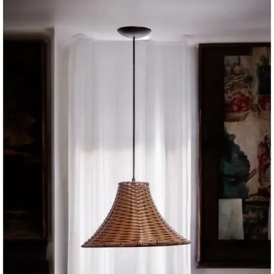 LUSTRE PENDENTE CHAPÉU CHINÊS JUNCO SINTÉTICO