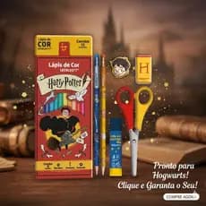 Kit Escolar Lápis De Cor 12 Cores Harry Potter Caixa - Leoeleo