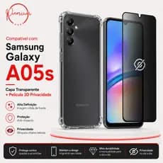Capa Capinha Anti Impacto Para Galaxy A05s + Película 3D Privacidade