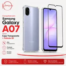 Capa Capinha Anti Impacto Compatível Com Galaxy A07 E/OU Película 3D Vidro Temperado