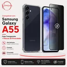 Capa Capinha Anti Impacto Para Galaxy A55 5G + Película 3D Privacidade