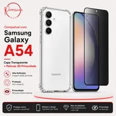 Capa Capinha Anti Impacto Para Galaxy A54 5G + Película 3D Privacidade Anti Spy Espião