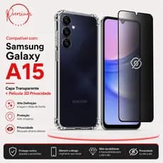 Capa Capinha Ant Impacto Para Galaxy A15 + Película 3D Privacidade Anti Spy Espião