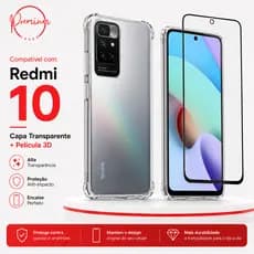 Capa Capinha Anti Impacto Para Redmi 10 + Película 3D Vidro Temperado