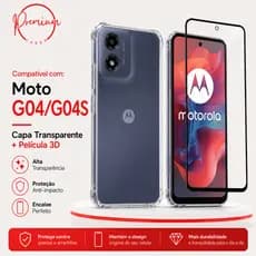 Capa Capinha Anti Impacto Para Moto G04s + Película 3D Vidro Temperado