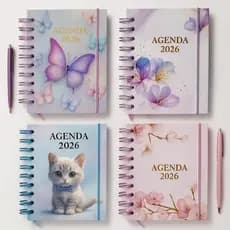 Agenda  2026 Espiral Diária Planner Colorida Estampado Feminina Calendário Flores 168 Folhas