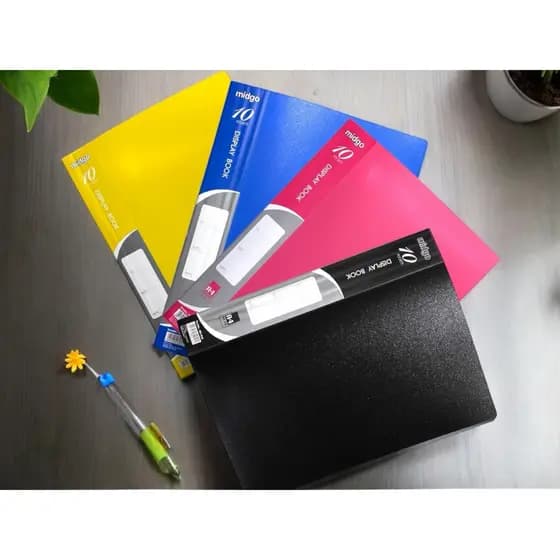 Pasta Catálogo Ofício A4 com 10 Envelopes Plástico Papelaria Escritório Colorido Porta Documentos