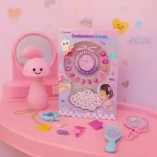 Kit 12 Unhas Postiças Autocolantes Sem Cola Infantil Beleza Meninas Elástico de Cabelo Adesivo de Unhas