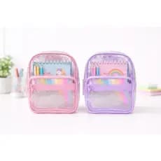 Mochila Infantil Glitter Transparente Menina Criança Feminina Brilhante Escolar Passeio 20cmx26cm Volta as Aulas