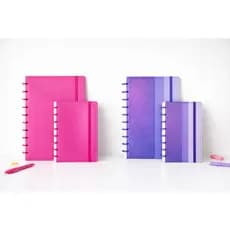 Kit Caderno de Disco A4 Grande e A5 Médio Capa Dura com Divisória Pautado 80 Folhas Reposicionáveis Volta as Aulas