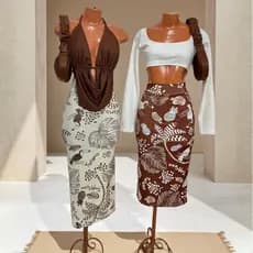 Saia Midi Feminina Estampa Tropical Tucano Coqueiro