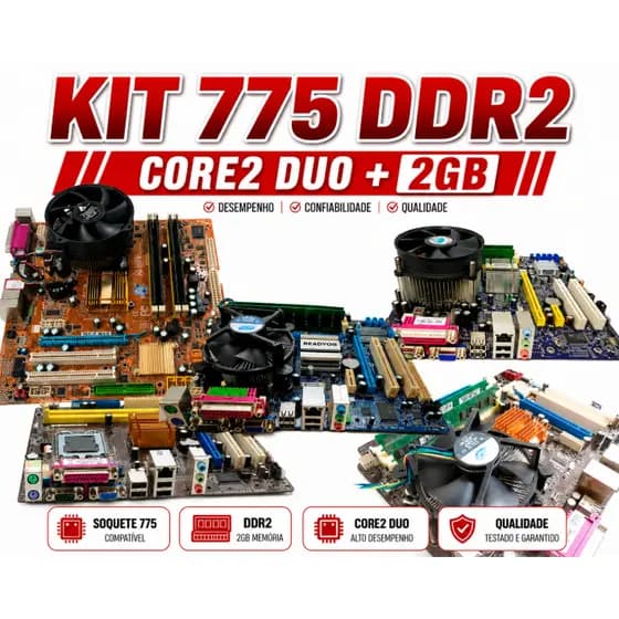 KIT PLACA MÃE 775  DUAL CORE / AMD 4GB + BRINDE CABO SATA