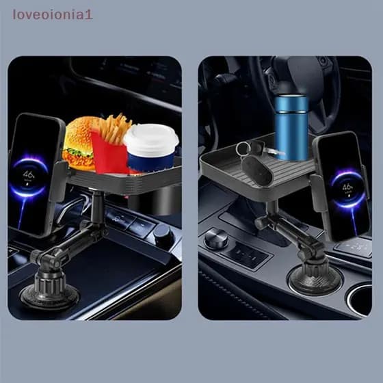 [love] Bandeja De Comida Para Carro Universal Dobrável Prato De Jantar Com Suporte Copo Armazenamento De Sutiã Telefone