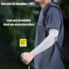 [love] Mangas De Gelo Proteção Solar Masculina E UV Compridas Soltas Verão Esportes Ciclismo Cotovelo De Seda Gelada De