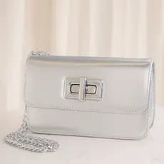 Bolsa Feminina Pequena Casamento Balada Prata Transversal delicada