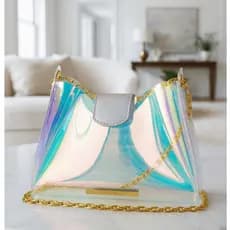 Bolsa Feminina de ombro Transparente Multicolor Alça Corrente Lançamento