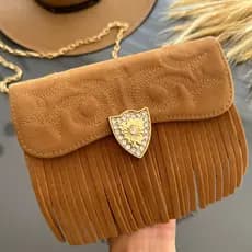 Bolsa Franja Feminina Pequena Festa de Peão Barretos Rodeio Vaquejada Camurça Ana Castela Boiadeira