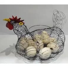 Cesta para Ovos Galinha de Arame preta