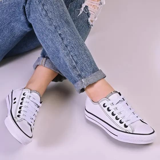 Tênis casual Star infantil e Adulto – Courino Branco Unissex - Solado borracha original do 24 ao 43.