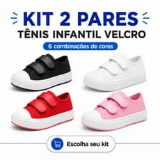 Kit 2 Pares Tênis Infantil Velcro Escolar Casual Menino Menina do 23 ao 33