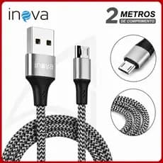 Cabo Carregador Android V8 Micro USB Reforçado 2 Metros Original Inova