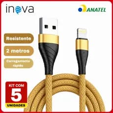 Kit 5 Cabos Carregador iPhone 2 Metros Cores Variadas