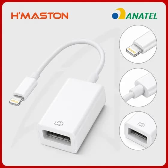 Cabo Adaptador OTG Lightning iPhone para USB 2.0 Fêmea H'Maston