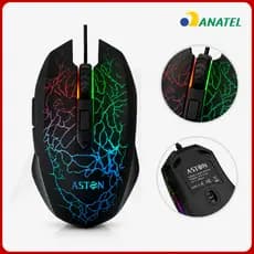Mouse Gamer LED com fio 6 Botões 2400DPI para Jogos