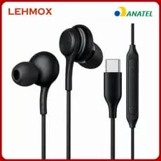 Fone Usb C Lehmox Original Som Estéreo Microfone Com Fio Compatível Android Iphone