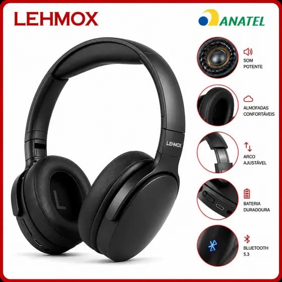 Fone de Ouvido Bluetooth Sem Fio Headset Lehmox com Microfone